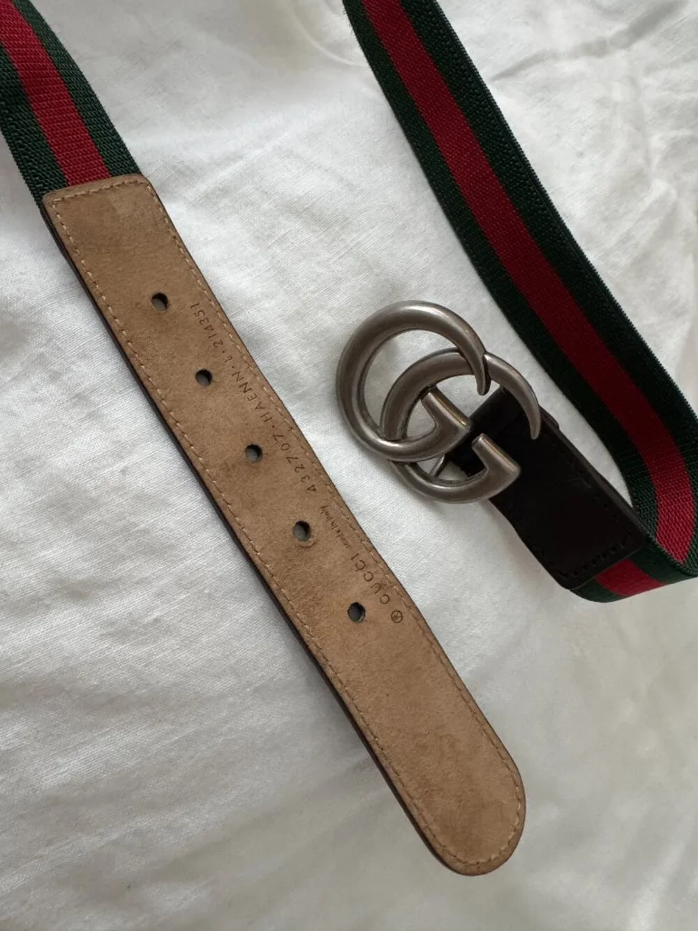Authentic Gucci Children’s Youth Large L Web Elastic Double G Belt 432707